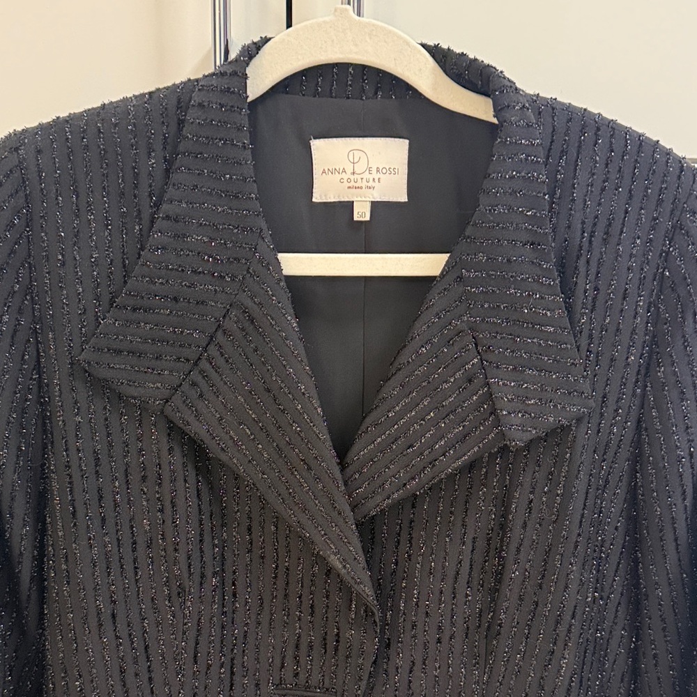 Anna De Rossi Made In Italy Women's Black Textured Blazer. Size 50. Xl